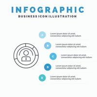 el diagrama presenta el icono de línea de usuario de perfil personal de personas humanas con infografía de presentación de 5 pasos vector