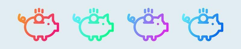 Savings line icon in gradient colors. Pig coin signs vector illustration.