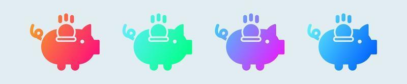 Savings solid icon in gradient colors. Pig coin signs vector illustration.