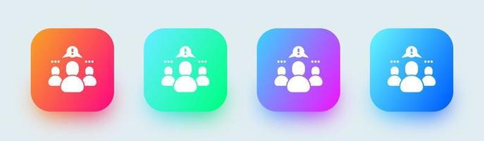 Team solid icon in square gradient colors. Partnership signs vector illustration.