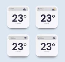 Interface elements for weather forecast mobile app. White UI toolkit vector illustration.