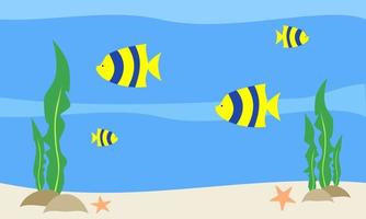 ilustración vectorial de peces marinos. se puede utilizar para ilustraciones de libros infantiles, educación infantil, aprendizaje infantil en línea vector