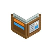 Open wallet colored isometric vector illustration