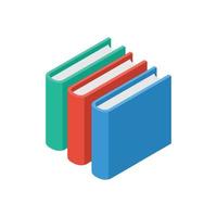 Three books colored isometric vector illustration