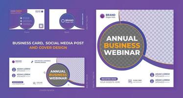 Digital marketing live webinar and business conference meeting social media post template vector