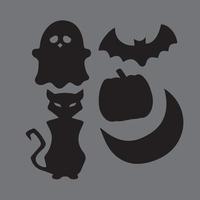 Halloween icons made on a gray background. These icons present specific Halloween things vector