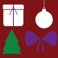 Christmas icons made on a red background. These icons present specific Christmas elements vector