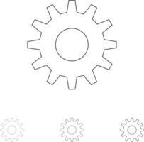 Cog Gear Setting Bold and thin black line icon set vector
