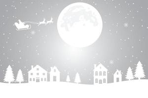 merry christmas, winter background with snowy trees and snow, illustration vector