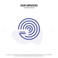 Our Services Forecasting Model Forecasting Model Science Solid Glyph Icon Web card Template vector