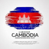 plantilla de tarjeta de felicitación del día de la independencia de camboya. vector