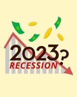 ilustración vectorial de recesión en 2023 vector