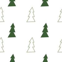 Seamless Pattern with stylized Christmas tree. Holiday winter square pattern. White background. Cute illustration. Winter wallpaper vector