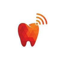 combinación de logo de diente y wifi. símbolo o icono dental y de señal vector