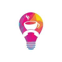 Coffee call bulb shape concept vector logo design. Handset and cup icon