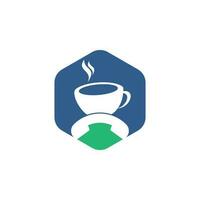 diseño de logotipo de vector de llamada de café. icono de auricular y taza.