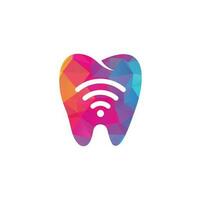 combinación de logo de diente y wifi. símbolo o icono dental y de señal vector