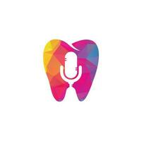 elemento de diseño del logotipo del icono dental de podcast. vector