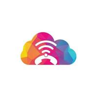 Call wifi cloud shape concept logo design vector template. Phone and wifi logo design icon