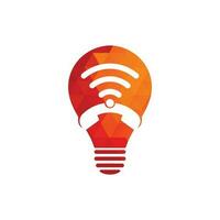 Call wifi bulb shape concept logo design vector template. Phone and wifi logo design icon