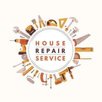 Home Repair Services. Construction Tools. Flat Hand Drawn Elements. The Concept Of Home Renovation, Construction. vector