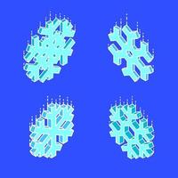 conjunto de copos de nieve geométricos isométricos vector