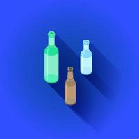 vector isometric alcohol bottles set