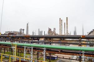 View of the petrochemical factory. Pipelines, columns. Refinery. photo