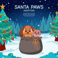 Hand drawn flat santa paws adoption banner vector