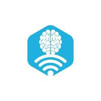 Brain and wifi logo design sign. Education, technology and business background. Wi-fi brain logo icon. vector