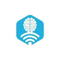 Brain and wifi logo design sign. Education, technology and business background. Wi-fi brain logo icon. vector