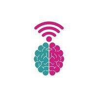 Brain and wifi logo design sign. Education, technology and business background. Wi-fi brain logo icon. vector