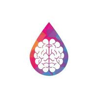 Brain drop concept logo design. Brainstorm power thinking brain Logotype icon vector