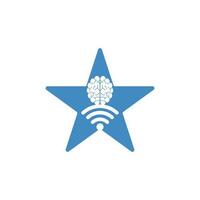 Brain and wifi star shape concept logo design. Education, technology and business background. Wi-fi brain logo icon vector