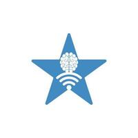 diseño de logotipo de concepto de forma de estrella de cerebro y wifi. educación, tecnología y antecedentes comerciales. icono del logotipo del cerebro de wifi vector