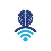Brain and wifi logo design sign. Education, technology and business background. Wi-fi brain logo icon. vector