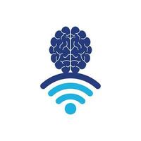 Brain and wifi logo design sign. Education, technology and business background. Wi-fi brain logo icon. vector