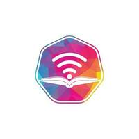 plantilla de vector de diseño de logotipo de libro wifi. elemento de diseño de logotipo de icono de libro wifi