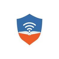 plantilla de vector de diseño de logotipo de libro wifi. elemento de diseño de logotipo de icono de libro wifi