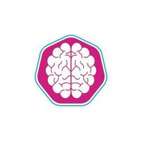 Brain shield shape concept logo design. Brainstorm power thinking brain Logotype icon vector