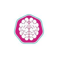 Brain shield shape concept logo design. Brainstorm power thinking brain Logotype icon vector