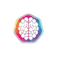 Brain shield shape concept logo design. Brainstorm power thinking brain Logotype icon vector