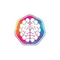 diseño del logotipo del concepto de forma de escudo cerebral. lluvia de ideas poder pensamiento cerebro logotipo icono vector