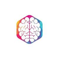 Brain shield shape concept logo design. Brainstorm power thinking brain Logotype icon vector