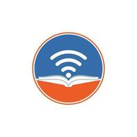 plantilla de vector de diseño de logotipo de libro wifi. elemento de diseño de logotipo de icono de libro wifi