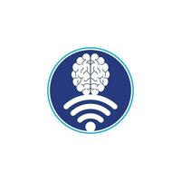 Brain and wifi logo design sign. Education, technology and business background. Wi-fi brain logo icon. vector