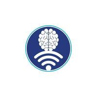 Brain and wifi logo design sign. Education, technology and business background. Wi-fi brain logo icon. vector