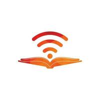 plantilla de vector de diseño de logotipo de libro wifi. elemento de diseño de logotipo de icono de libro wifi