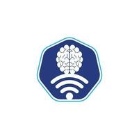 Brain and wifi logo design sign. Education, technology and business background. Wi-fi brain logo icon. vector