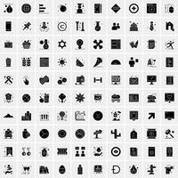 Set of 100 Business Solid Glyph icons vector